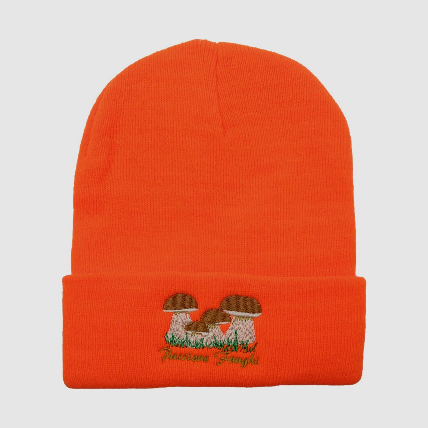 Oranje pet met paddenstoelenprint