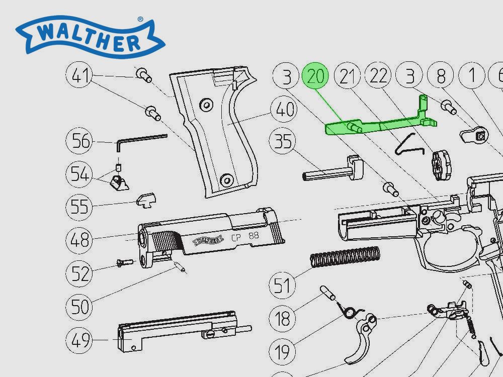 Zugstange fĂĽr CO2 Pistole Walther CP88, Ersatzteil