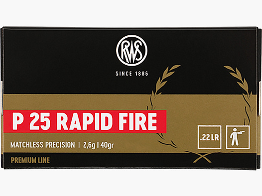 50 Stück / Schuss RWS .22 l.r. lfb KK Munition P25 RAPID FIRE > 2,6g BleiRund Sportpistole Schnellfe