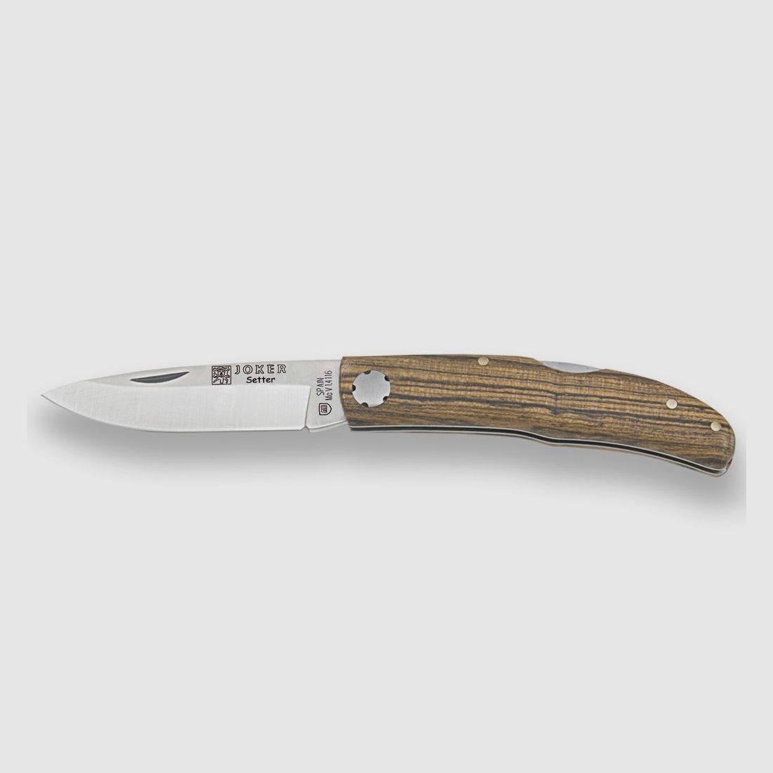 Messer mit Verriegelung, Griffschalen aus Bocote und 8 cm Klinge