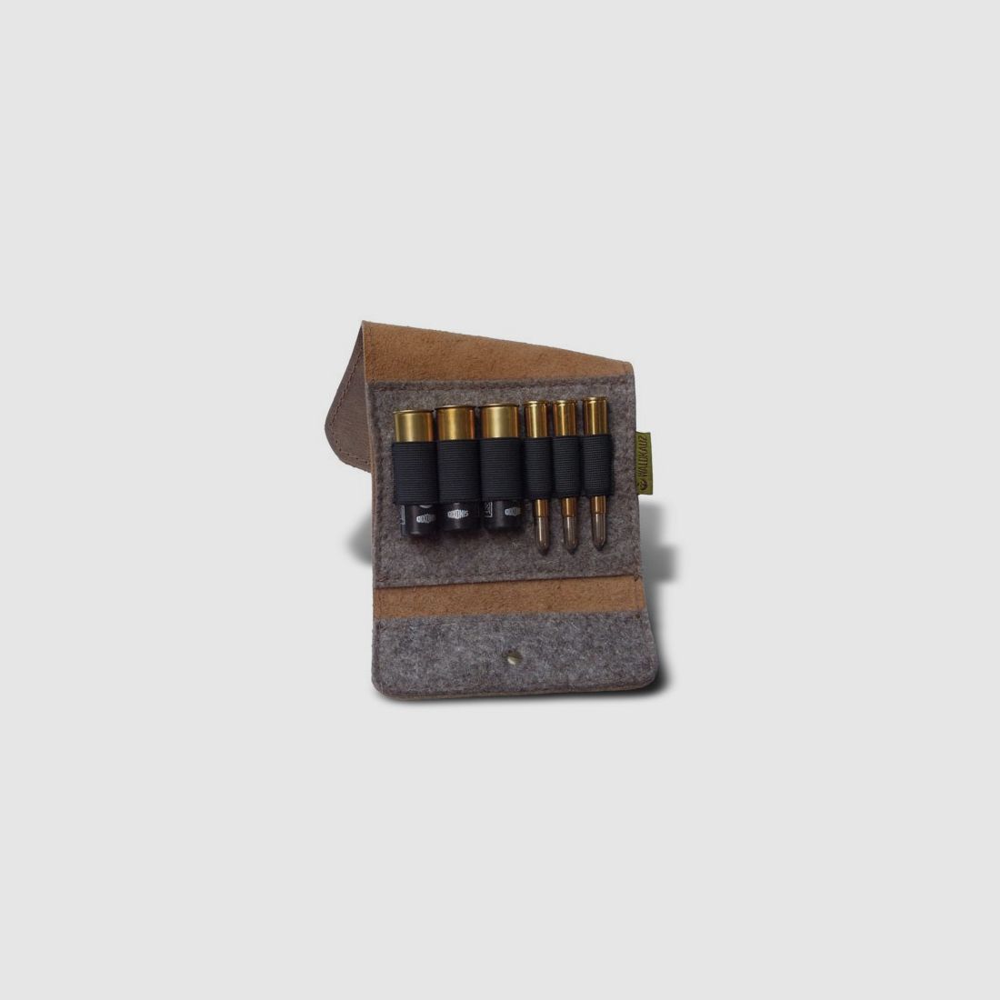 Forest owl combination rifle nubuck leather cartridge case