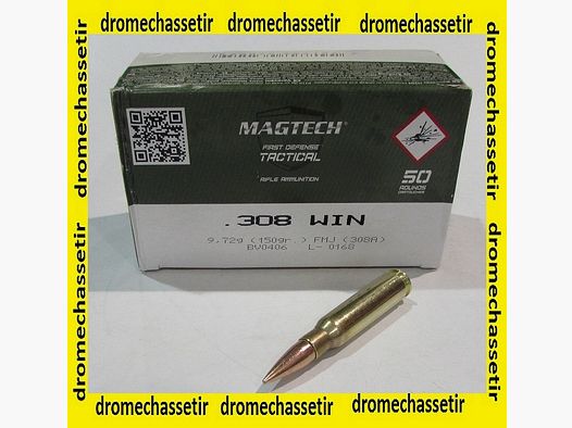 boite de 50 cartouches Magtech, cal 308 winchester, 150 grains FMJ