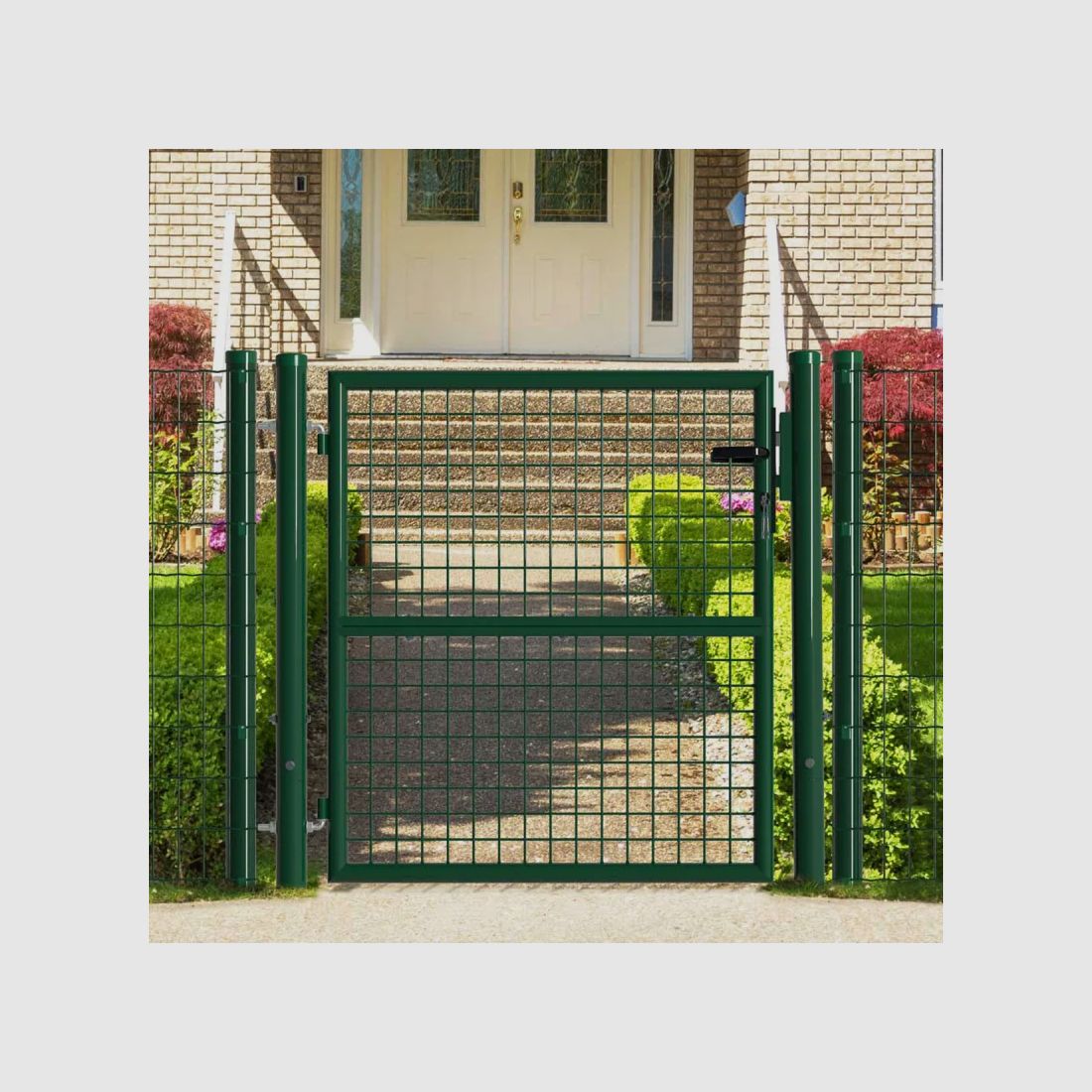 Gittertor 1x1m Maschenweite 50mm grün mit Schloss und Griffen, Bild 2 von 11