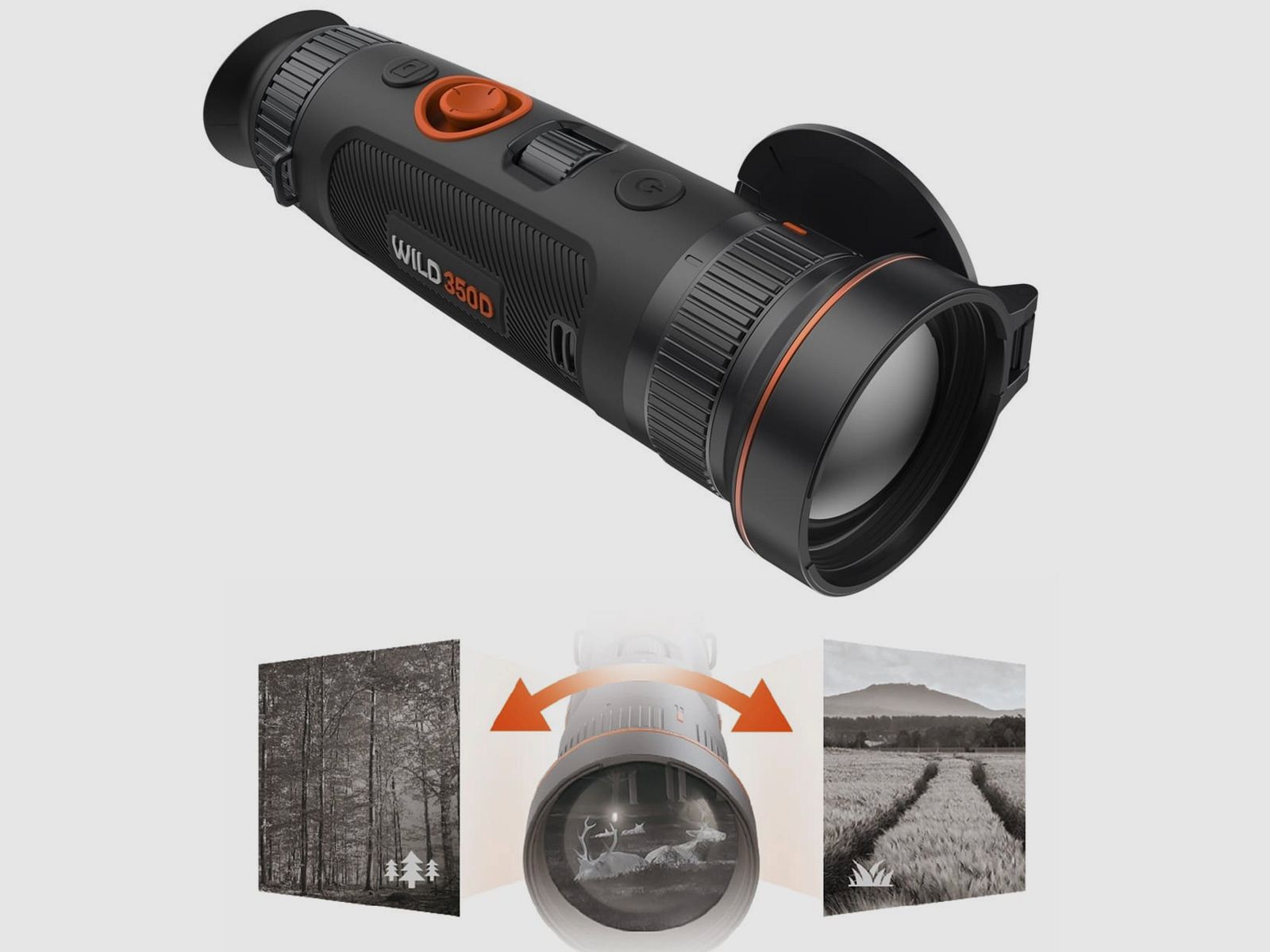 ThermTec WILD 350 D 25mm 50mm lente 384 x 288 pixel 18,4 m 9,3 m campo visivo