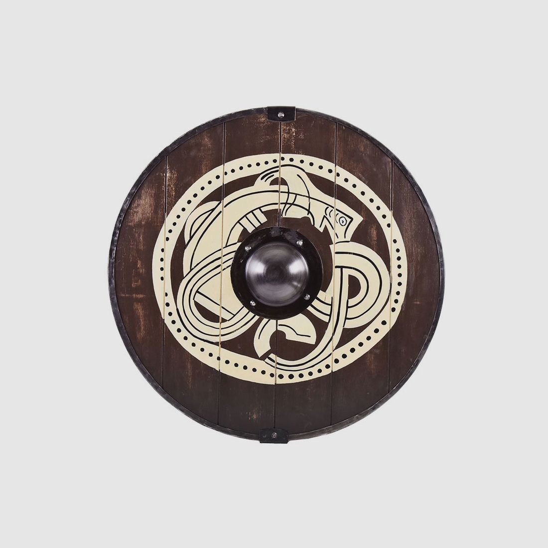 Viking Round Shield with Grip Animal Motif