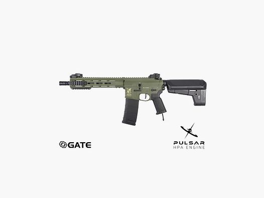 Delta Armory M4 AR15 M-LOK 10 inch CHARLIE GATE PULSAR HPA Airsoft geweer in olijf
