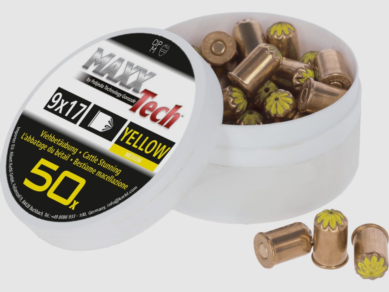 Speciale patronen Kal. 9x17 geel voor woelmuis zelfschietapparaten 50 schoten
