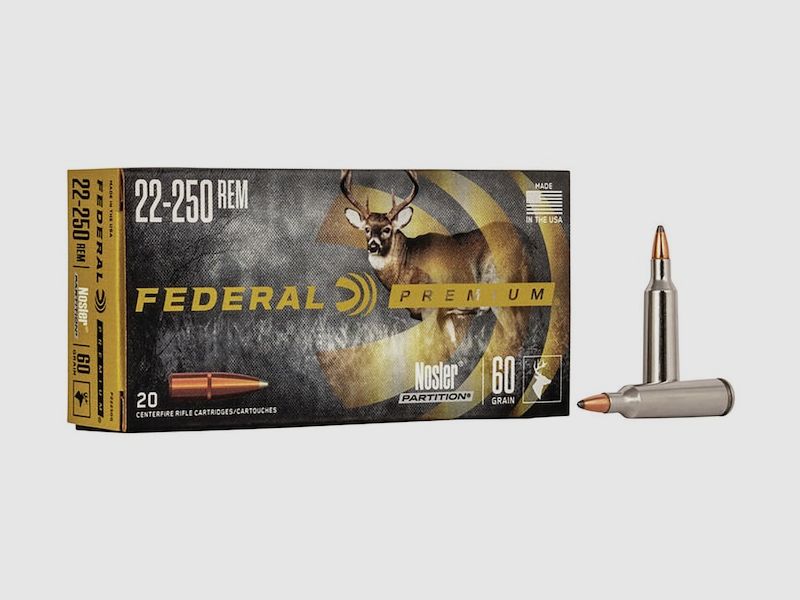 Federal Premium Nosler Partition .22-250 Rem. 60GR 20 Patronen