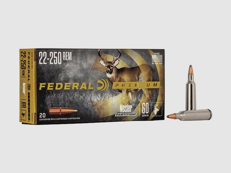 Federal Premium Nosler Partition .22-250 Rem. 60GR 20 cartucce