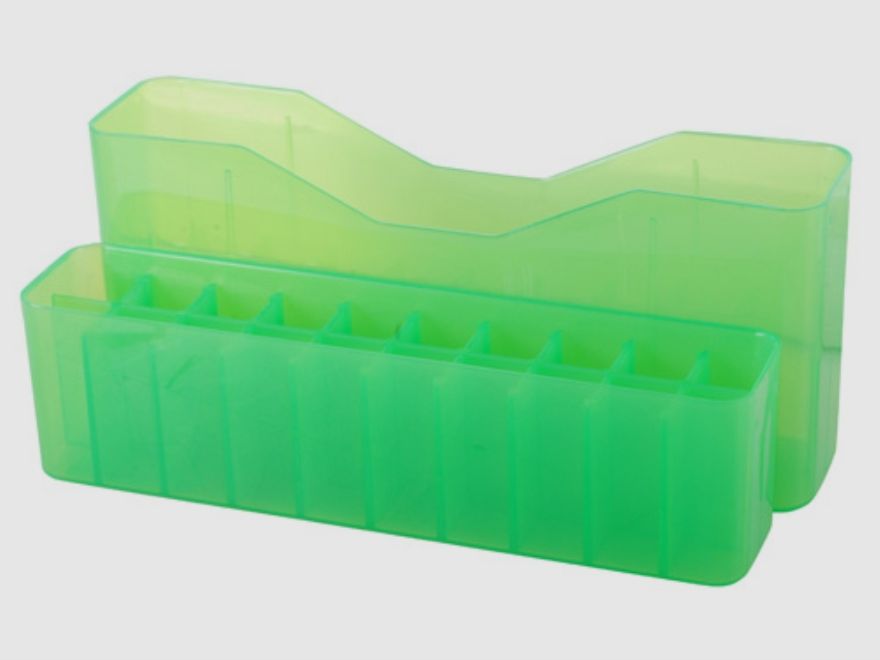 Boîte à cartouches MTM J-20-MLD-16 verte transparente avec couvercle pour 20 cartouches .45-70 et autres.