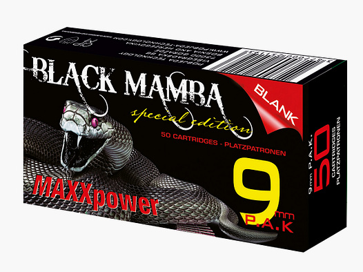 Cartouches à blanc Black Mamba 9 mm P.A.K. pour pistolets