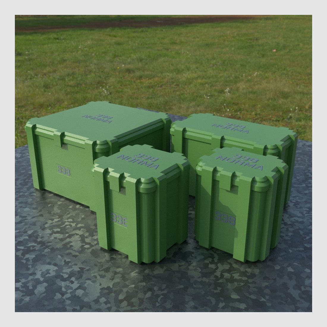 Filamelt Munitionsbox / Ammo Box .338 Norma Magnum – Patronenbox ‘Klappdeckel’ – 20 / 25 / 50 / 100 Runden