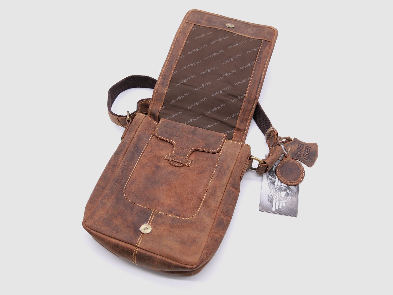 Greenburry Leder Umhängetasche Hirschprägung braun 1748A-STAG3-25