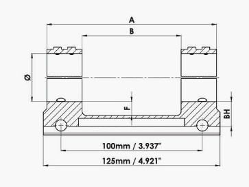 Eratac Blockmontage 34 mm mit Hebell 21,5 mm Bauhöhe Farbe braun