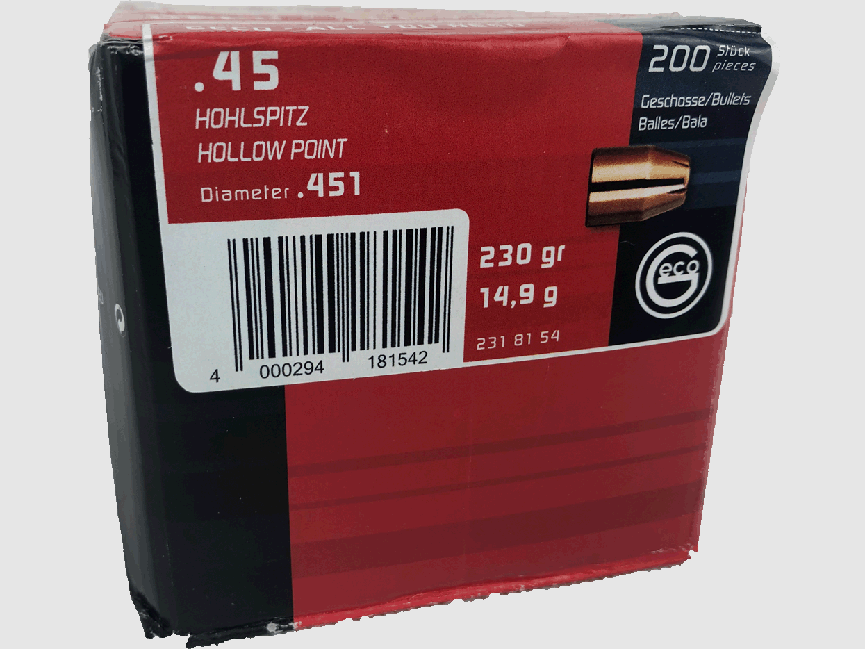 Geco Geschosse HP Kal. .45 Auto 230gr