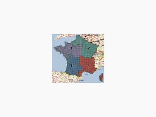 MAP OF FRANCE ENTIRE ALPHA 100
