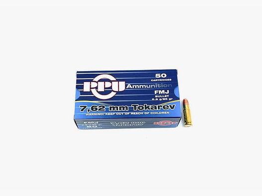 7.62mm Tokarev PPU FMJ 85grs.
