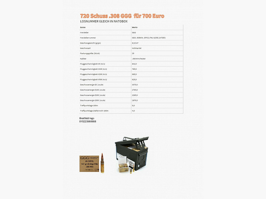 720 Patronen .308 Winchester GGG Natobox