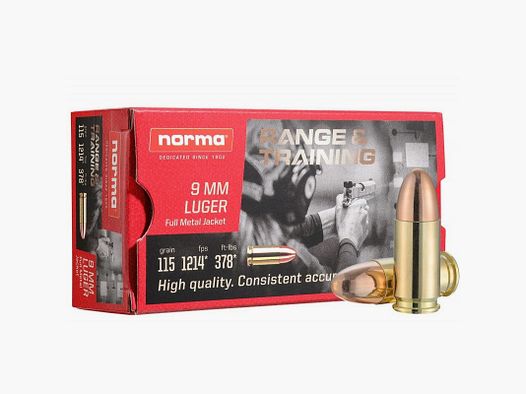 NORMA 9X19 TRAINING FMJ 115GR X50