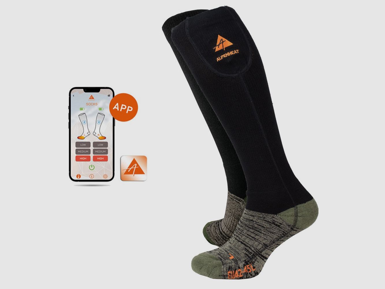 Alpenheat Fire-Sock chauffantes avec commande par application, taille 46-48