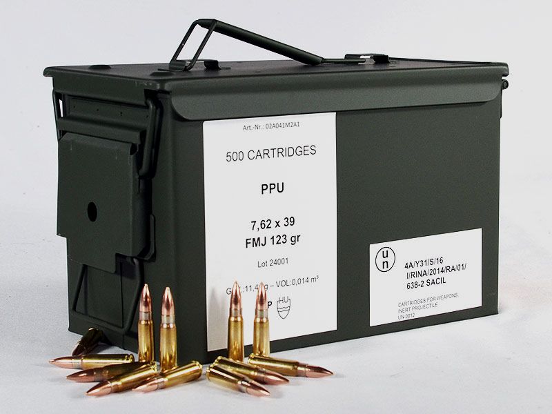 PPU-Munitionsbox mit 7,62x39 FMJ 123 grs 1 Munitionskiste (500 Schuss á 0,758 €*)