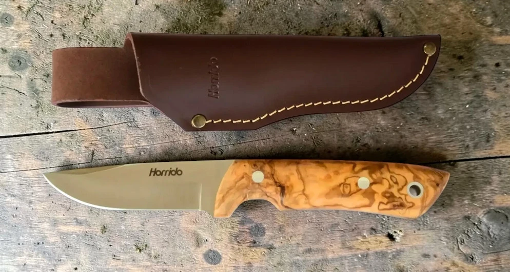 Horrido Jagdmesser Lobo Olivenholz mit Lederscheide