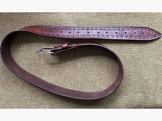 HKDesign Art. Nr.010 Ceinture - 40 mm de large avec motif en relief sur les bords, longueur totale 101 cm, avec monogramme, donc = 2e choix