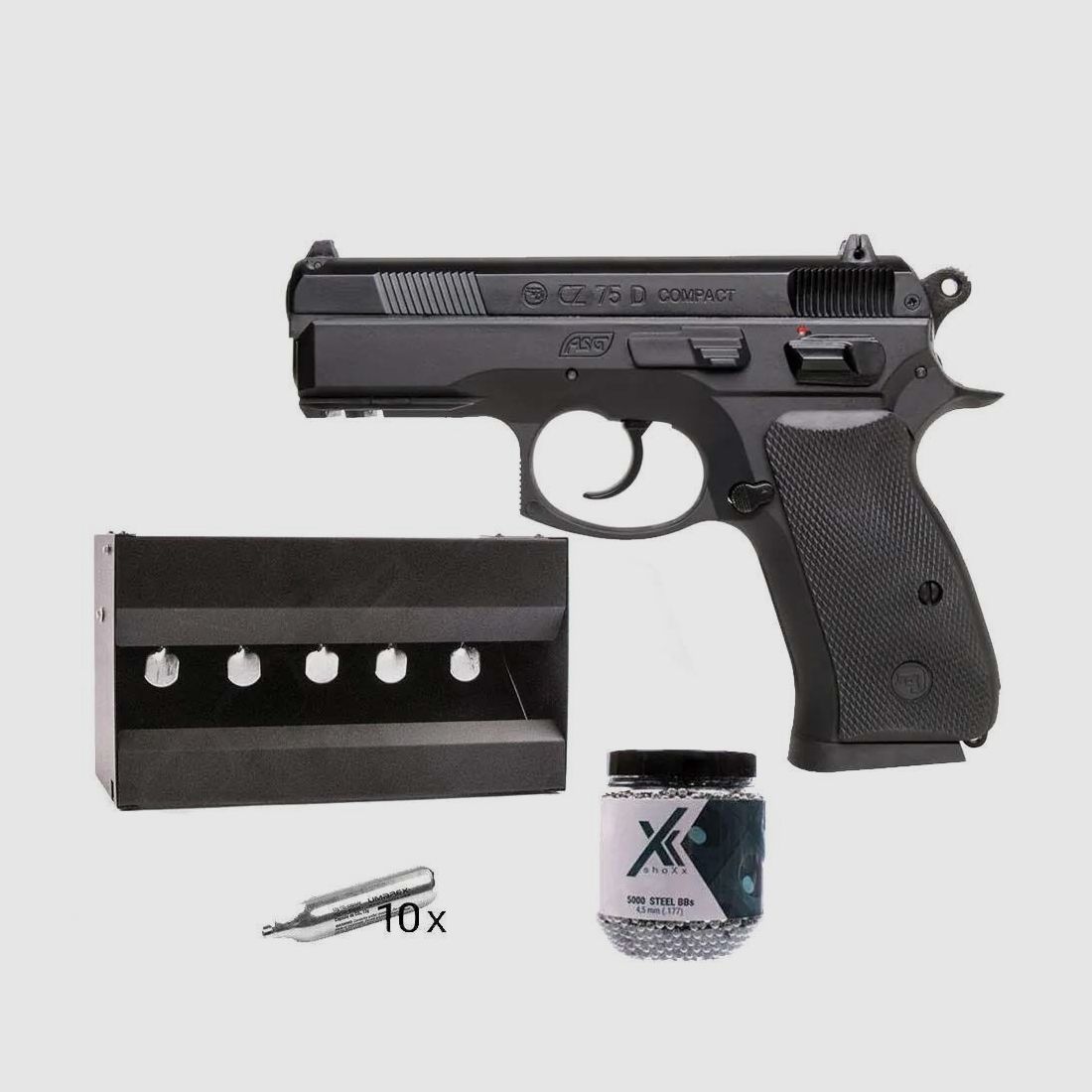 CZ CZ 75D Compact CO2 Pistol 4.5 mm Steel BBs Plinking Set