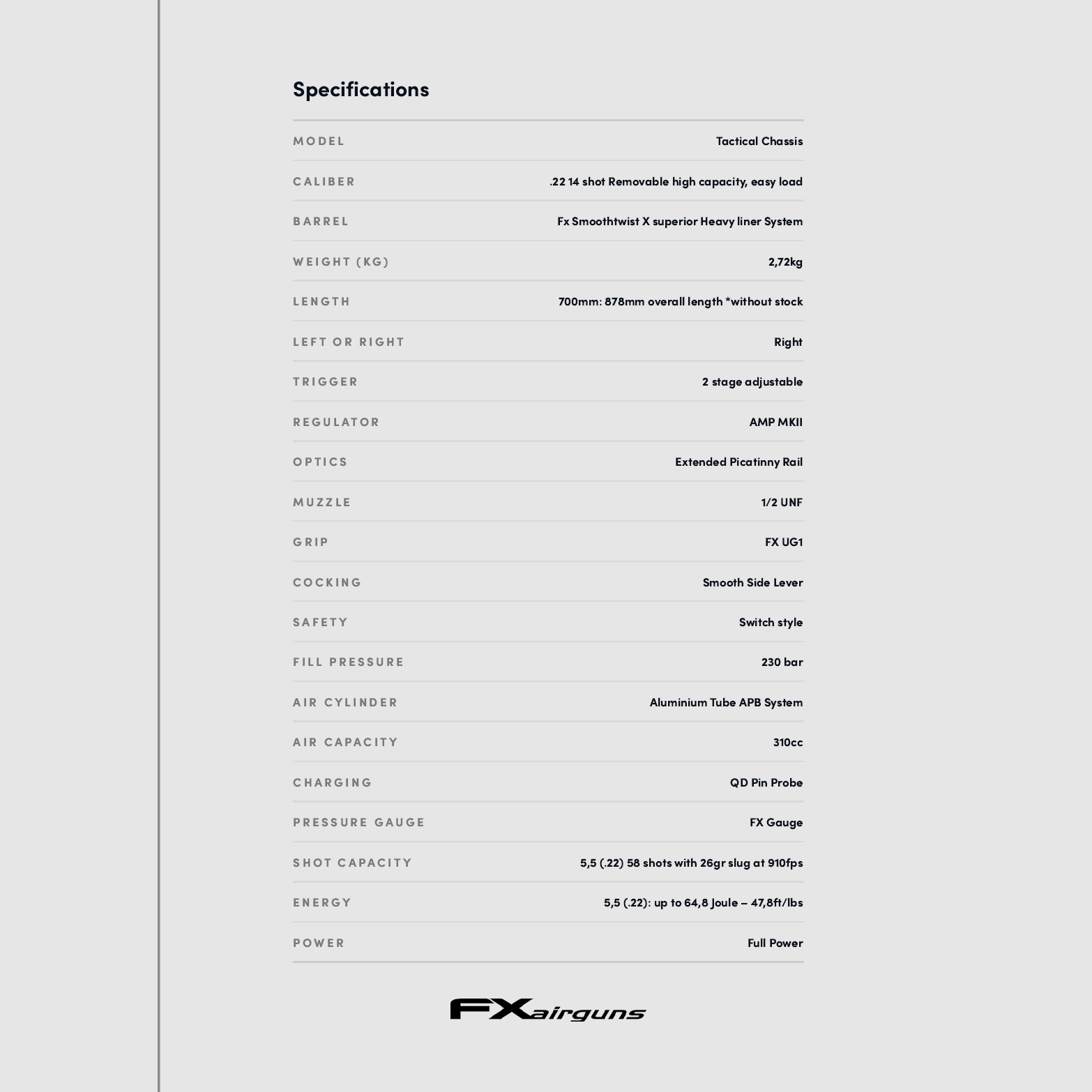 FX Airguns DRS Tactical 700 FAC caliber 5.5