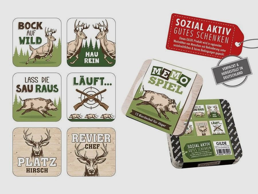 Gilde Bierdeckel/Memospiel Jagd 12er Set