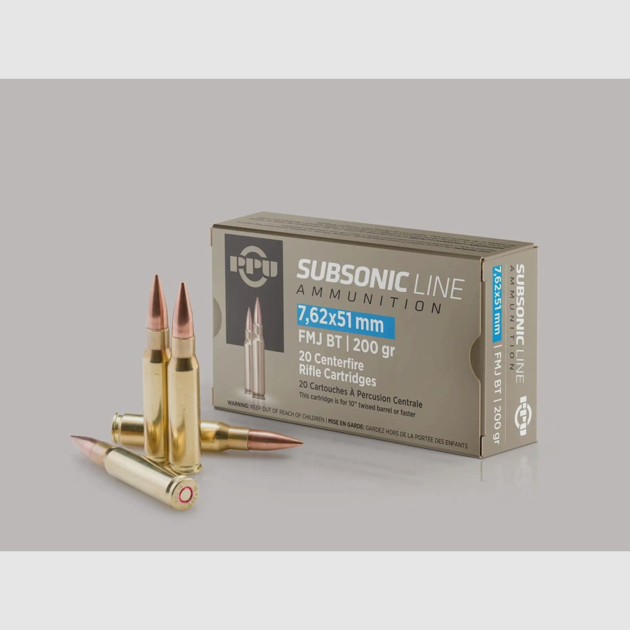 PRVI/PPU .308 Win. FMJ BT Subsonic 200 gr - 20 Stk.