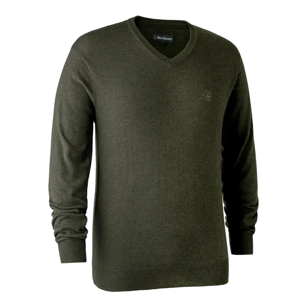 Jagdpullover V-Ausschnitt Deerhunter Kingston Grün Melange, Bild 2 von 6