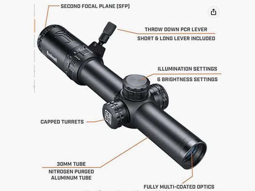 Bushnell	 BUSHNELL AR71624I 1-6X24MM AR OPTICS ILLUMINATED .223 BDC BT