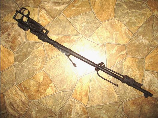 old rifle from World War I or II, decorative barn find