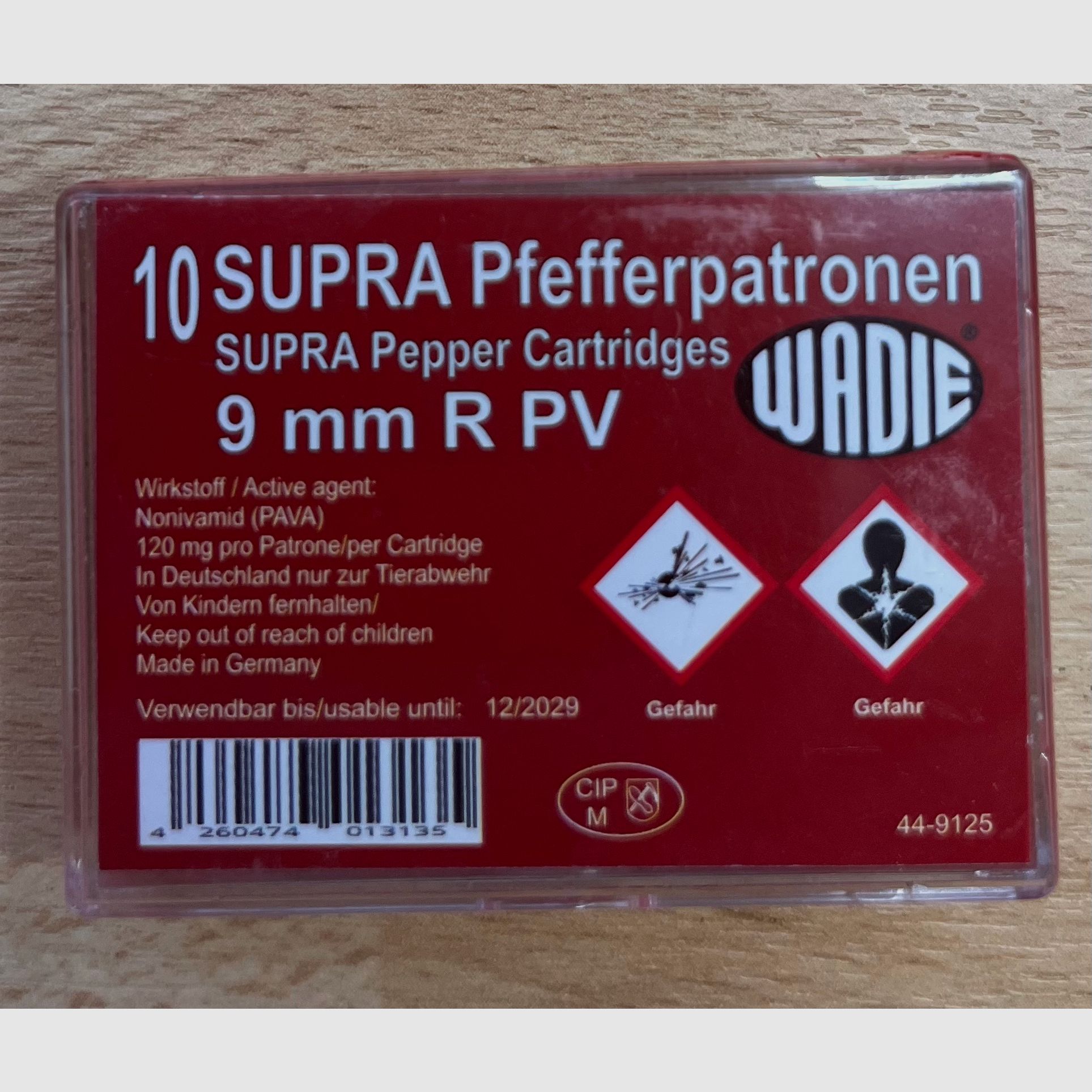 WADIE 44-9125 munizioni al pepe 9mm R PV per revolver