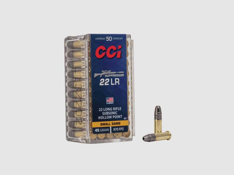 CCI .22 LR 2,9g Plomo Hollow Point 22 Suppressor Munición