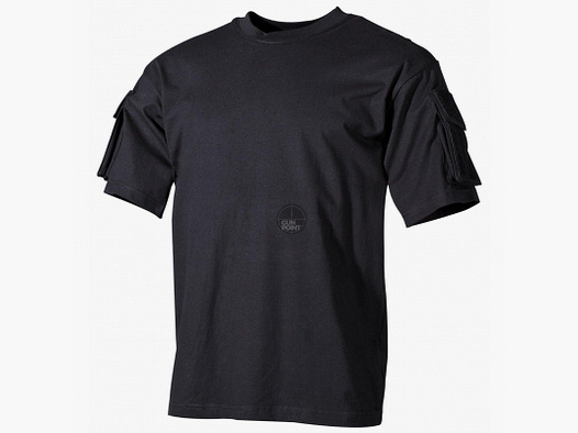 Camiseta US, de manga corta, negra, con bolsillos laterales - Talla: L