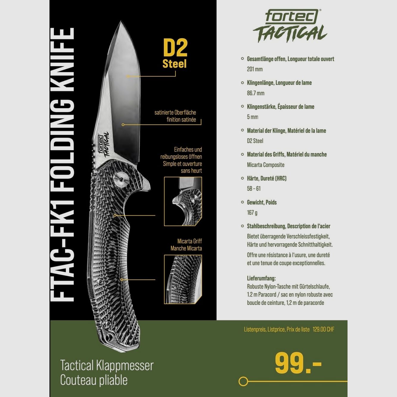 Fortec Tactical FTAC-FK1 Folding Knife, Bild 2 von 2