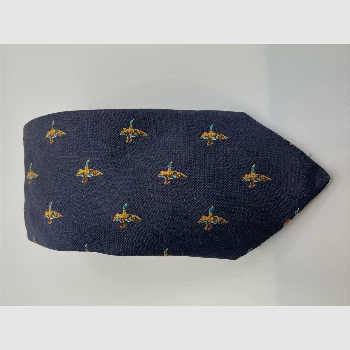 Robert Keyte Krawatte 100% Seide blau Motiv Ente