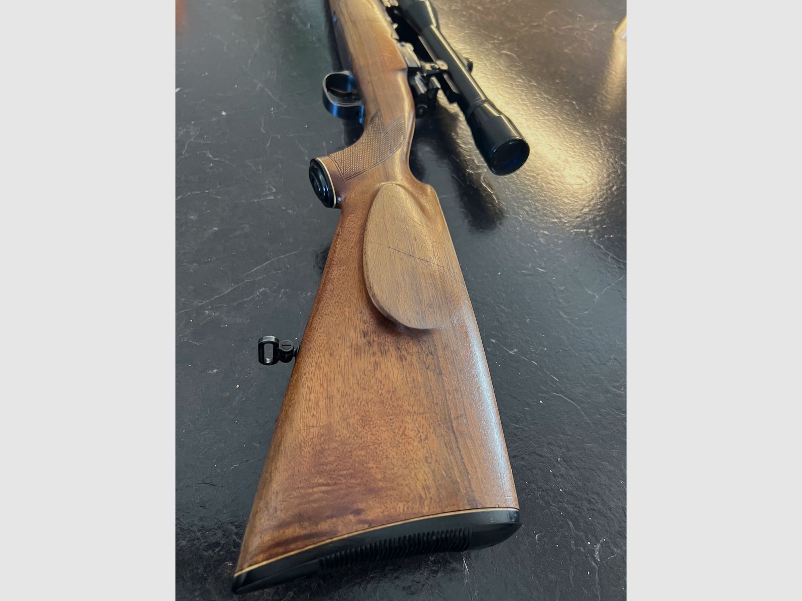 Akah 98 system Cal 7x57 trigger with Hubertus 6x42 scope (pivot mount)