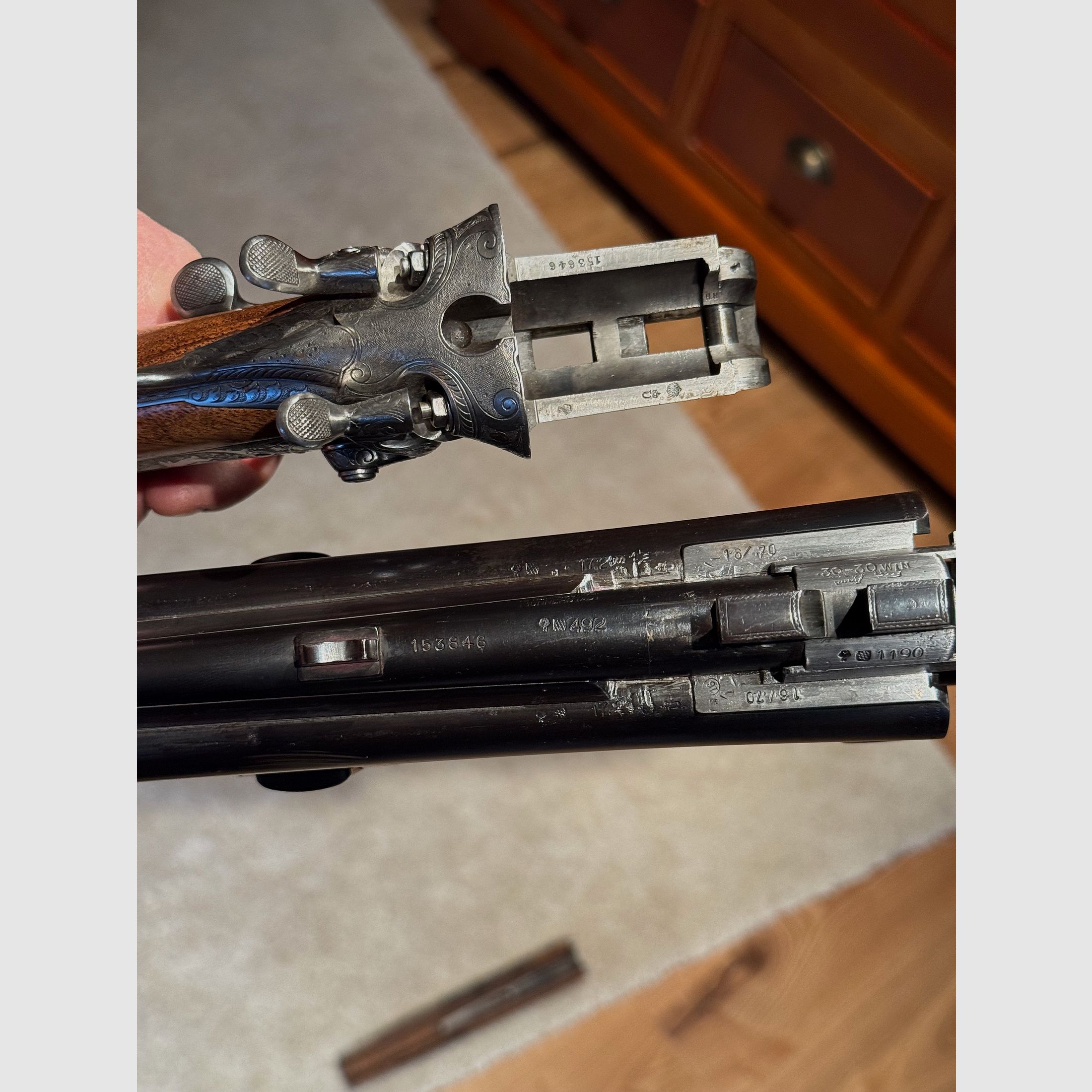 Sauer & Sohn Hahndrilling mit Seitenöffnung und kurzem Einstecklauf  |  KAL .30-30Win  |  16/70 |  .22 Magn. LFB