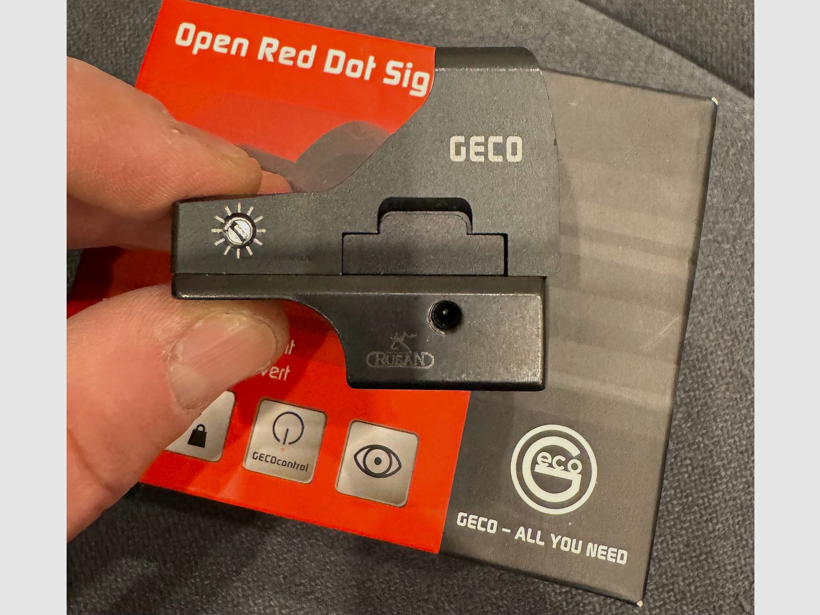 GECO Open Red Dot Sight - Rotpunktvisier 2 MOA con attacco Picatinny & OVP