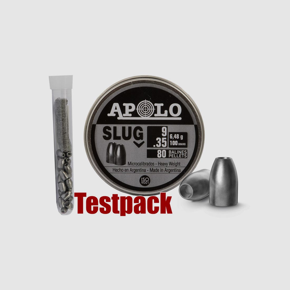 Testpack Hohlspitz Diabolos Apolo Slug Kaliber 9 mm 6,48 g 100 gr glatt 10 StĂĽck