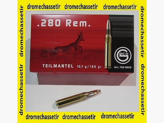 1 box of 20 cartridges, caliber 280 Remington, Geco, soft point, 165 grains