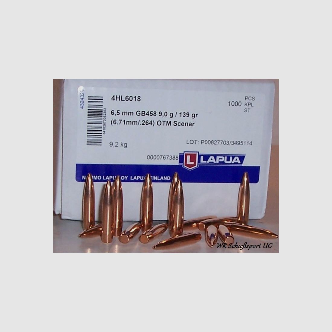 100St. LAPUA Geschosse 6,5mm(.264Dia.) - 139 - OTM-SCENAR - HPBT - #GB458