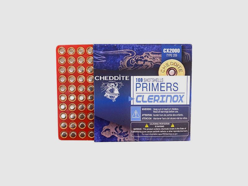 CHEDDITE PRIMERS - CX2000 / TYPE 209 - FOR SHOTGUN SHELLS, FIRECRACKER CARTRIDGES AND MORE - 100 PIECES