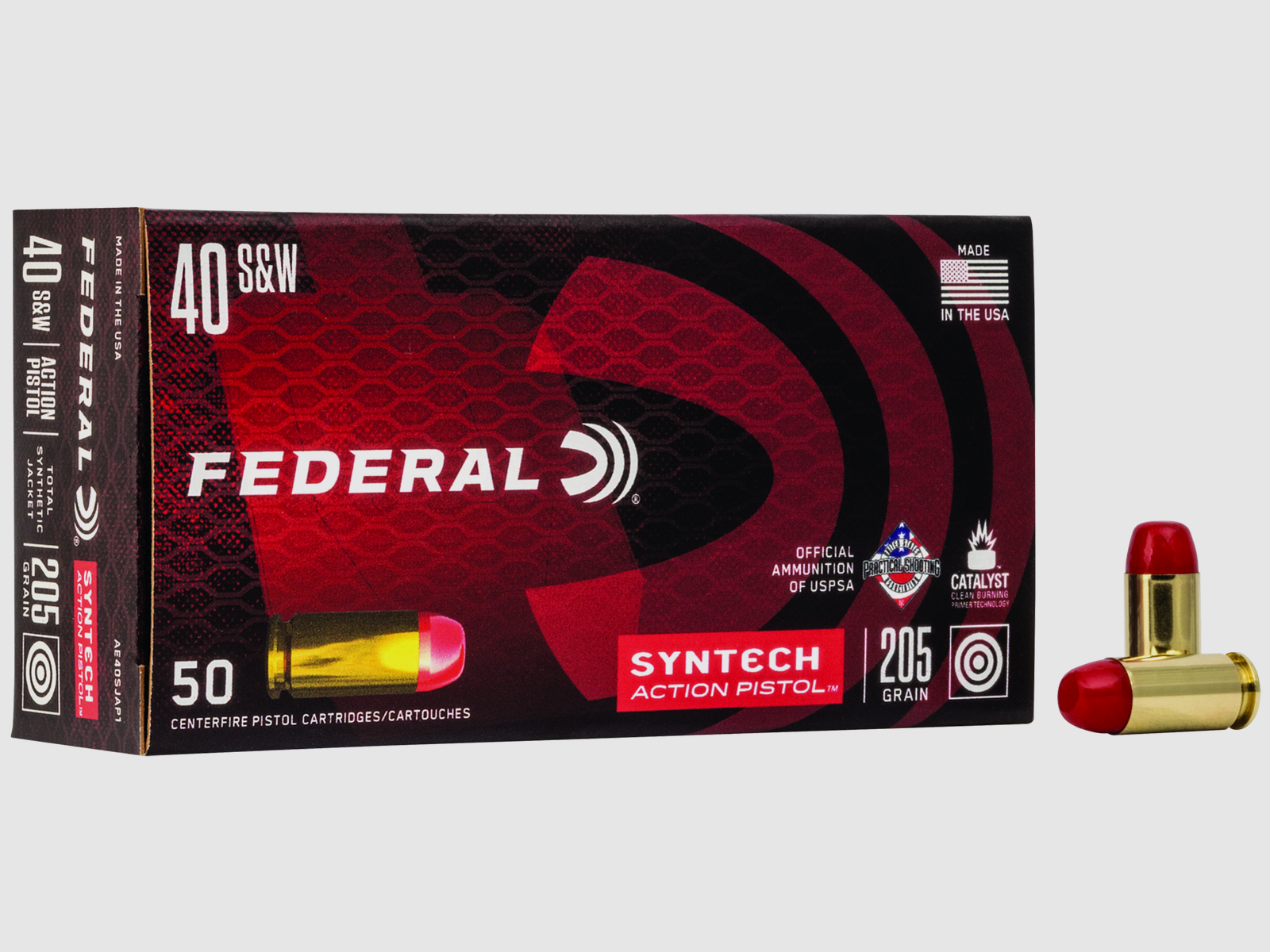 Federal Handgun Ammunition American Eagle .40 S&W 13.3g Syntech Jacket Flat Nose Syntech Action Pi