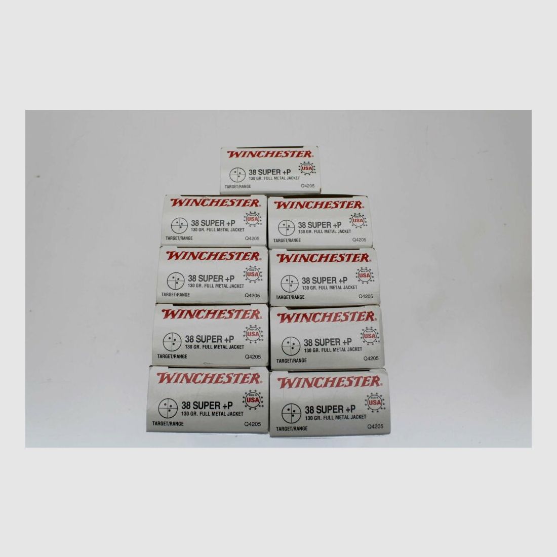 450 rounds Winchester .38 Super +P with 130grs. FMJ 9x50 pack, image 1 of 2
