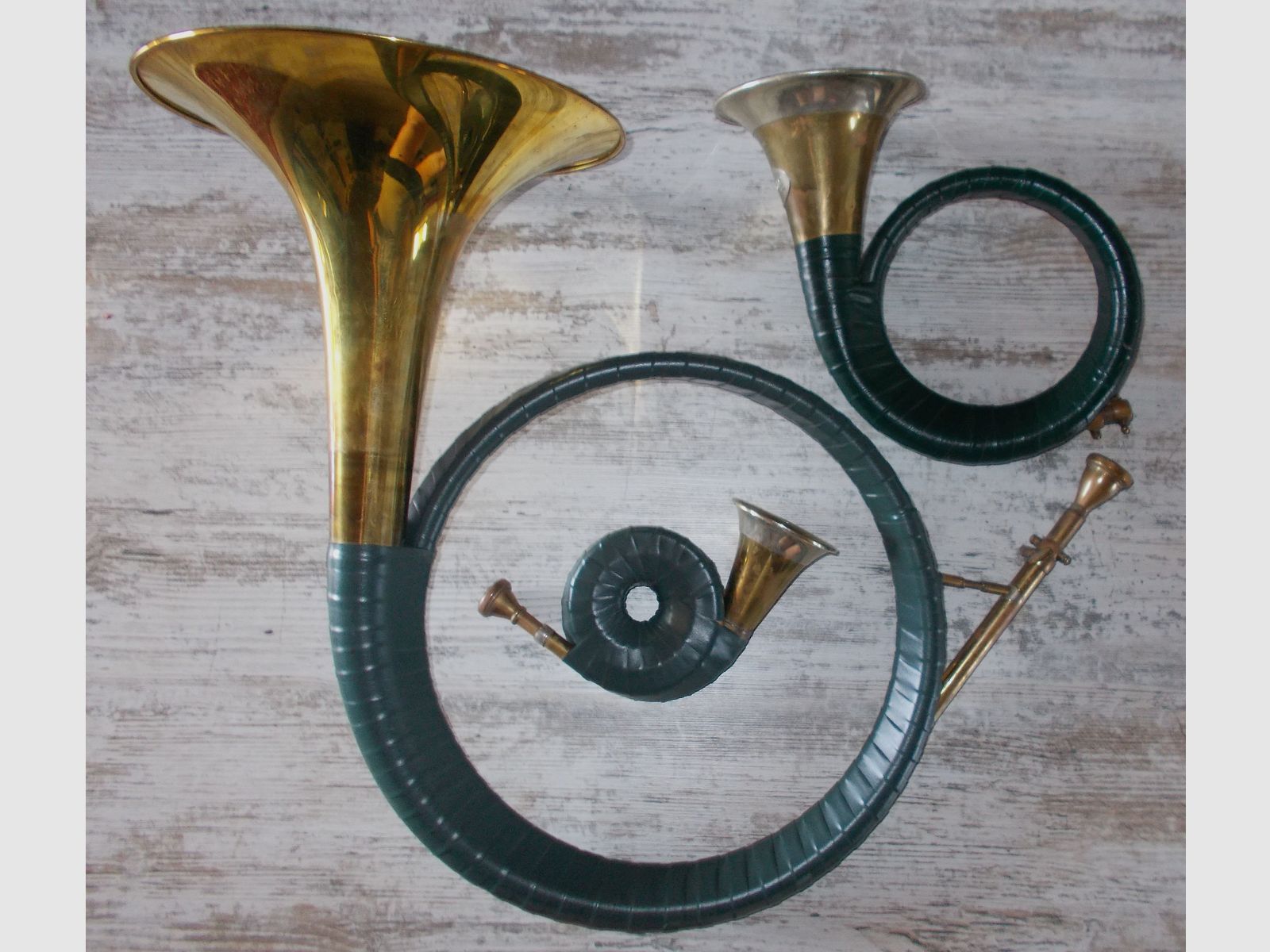 3x Jagdhorn Taschenjagdhorn Fürst Pless ALT aus Nachlass