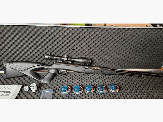 Walther LGU Varmint con mira telescópica 4,5mm Diabolo, maletín y accesorios